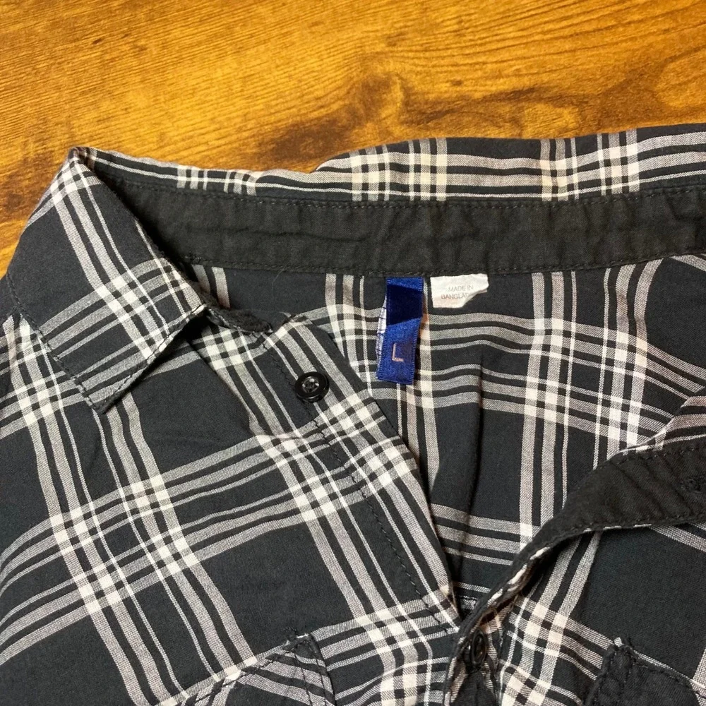 Mens H&M Divided Plaid Button Down Shirt Long Sleeve‎ Casual Flannel Large